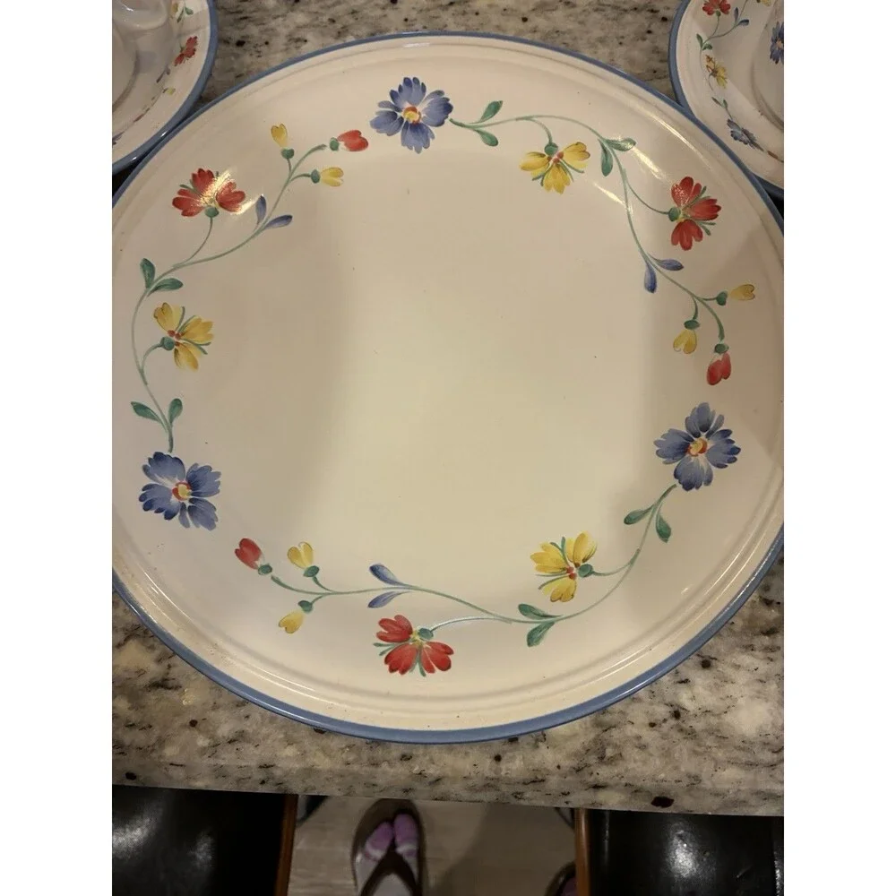 Savoir Vivre Summer Garden Set- Platter, Creamer, Bowls, Saucer Cup Set of 16